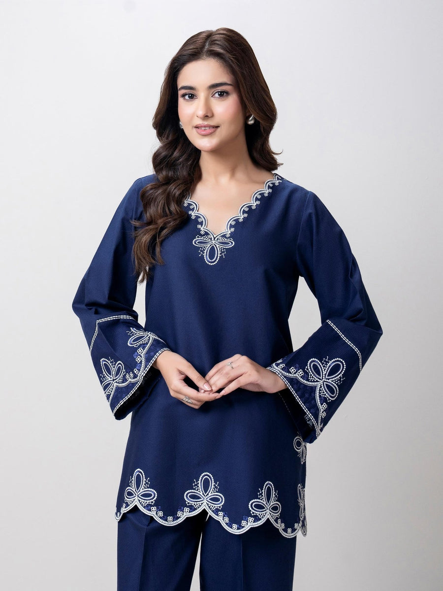 Dobby Co - ord Set - Embroidered - Pehnaawaa
