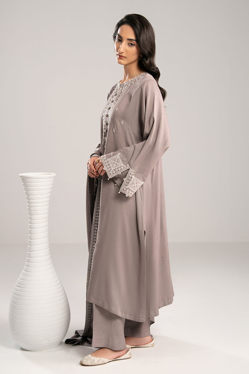 GRAY DUST-2PC(SHIRT & DUPPATA) - Pehnaawaa