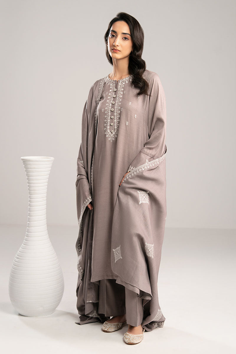 GRAY DUST-2PC(SHIRT & DUPPATA) - Pehnaawaa