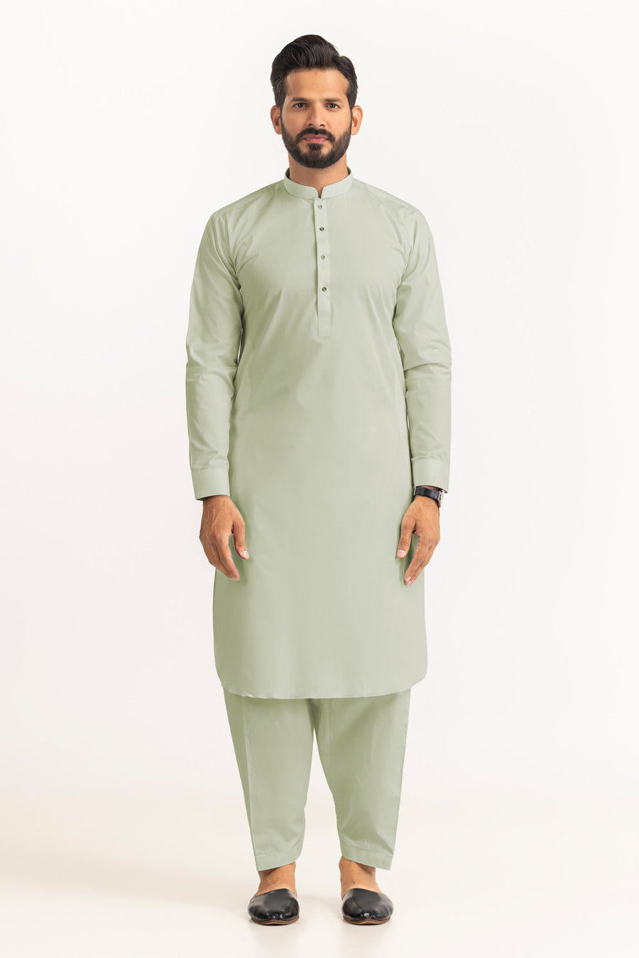 Off-White Cotton 2-Piece Kurta | Minimalist Button-Front Design