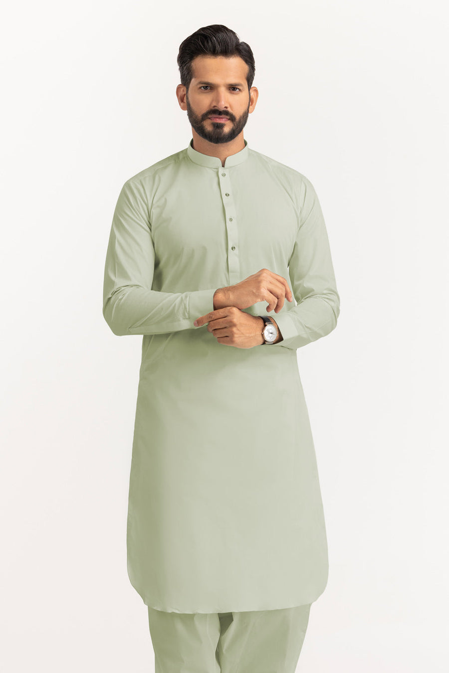 Off-White Cotton 2-Piece Kurta | Minimalist Button-Front Design