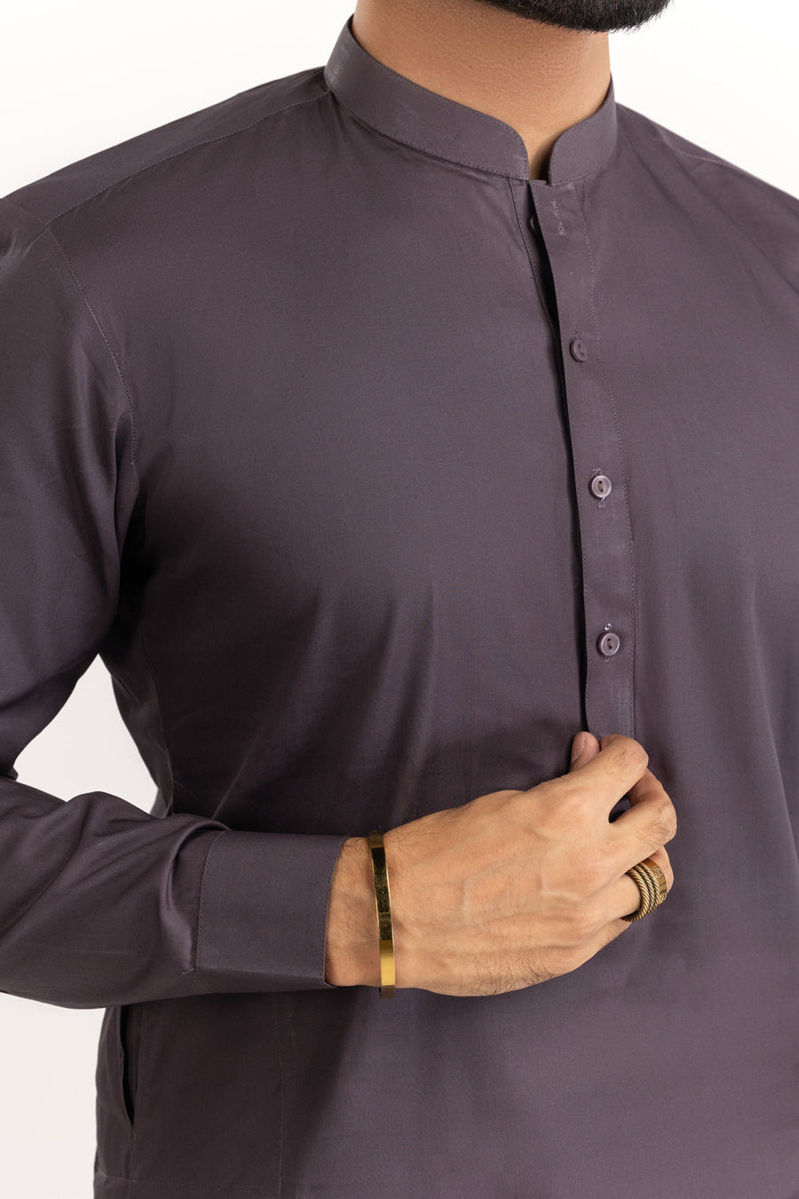 Off-White Cotton 2-Piece Kurta | Minimalist Button-Front Design