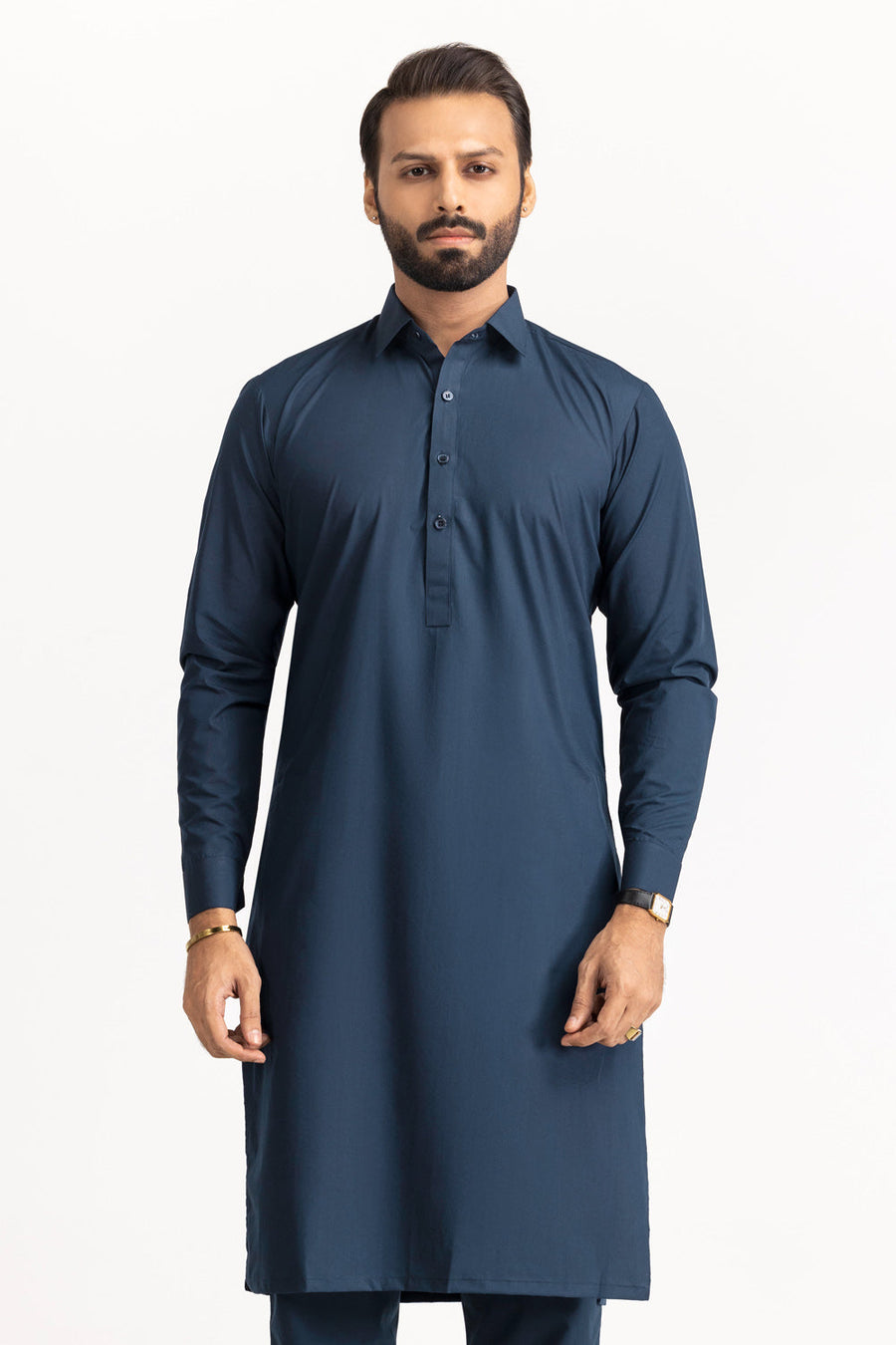 Off-White Cotton 2-Piece Kurta | Minimalist Button-Front Design