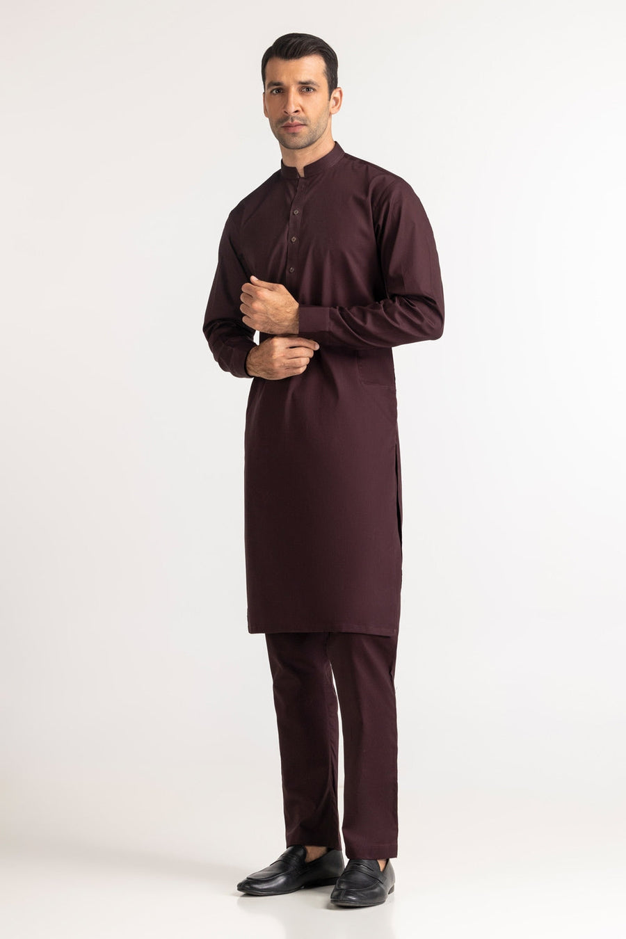 Off-White Cotton 2-Piece Kurta Pajama | Button-Front Tunic Cut