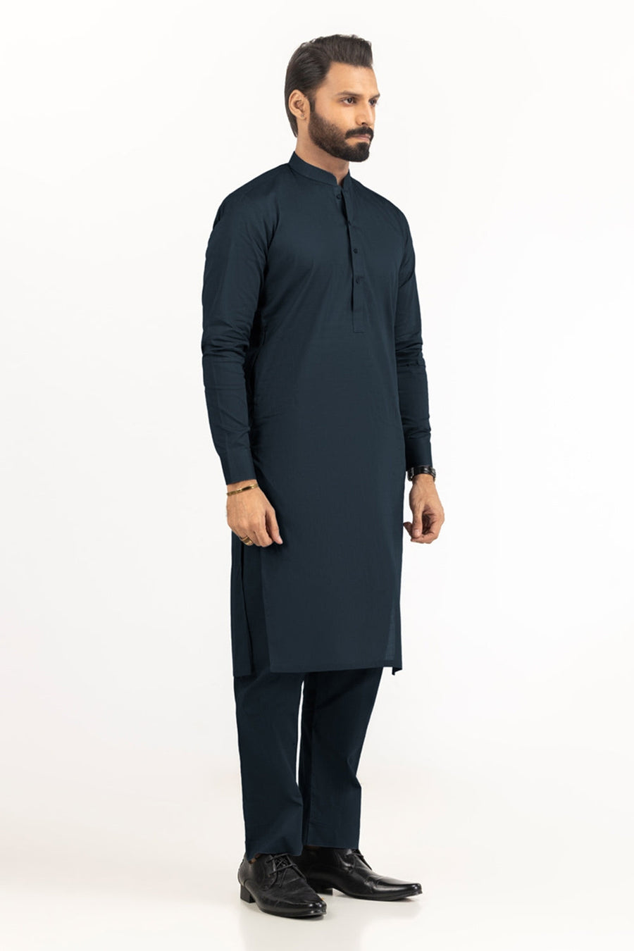 Off-White Cotton 2-Piece Kurta Pajama | Button-Front Tunic Cut