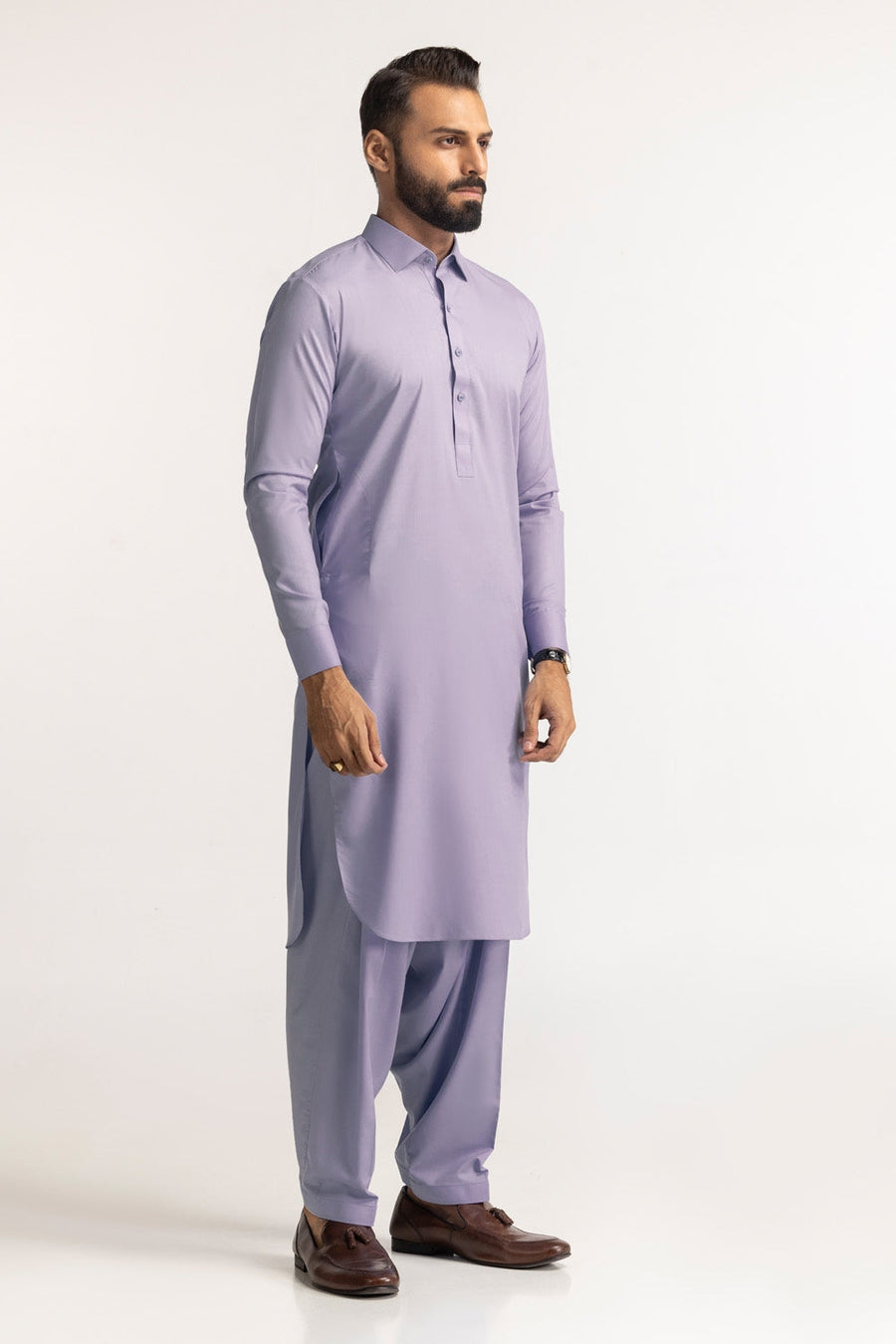 Off-White Cotton 2-Piece Kurta Pajama | Button-Front Tunic Cut