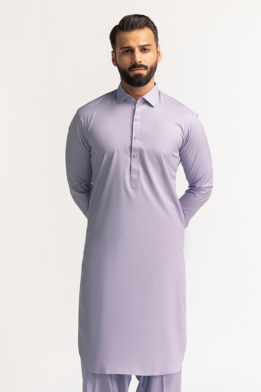 Off-White Cotton 2-Piece Kurta Pajama | Button-Front Tunic Cut