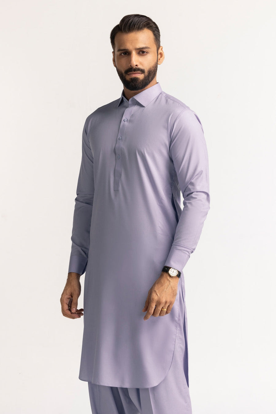 Off-White Cotton 2-Piece Kurta Pajama | Button-Front Tunic Cut