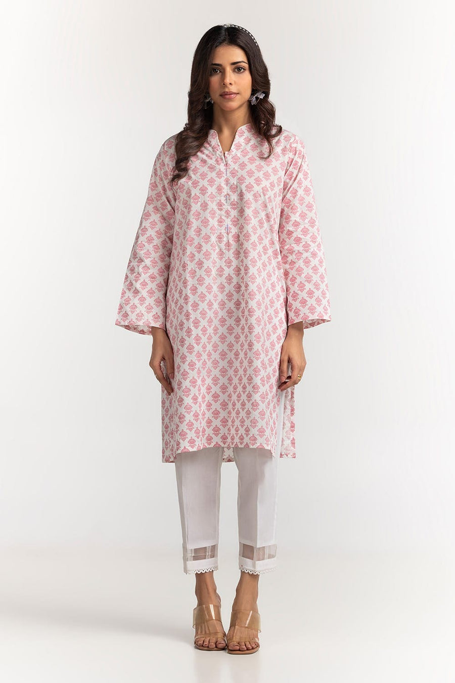 Tea Pink Cambric Cotton 2-Piece Salwar Kameez | Block Print - Pehnaawaa