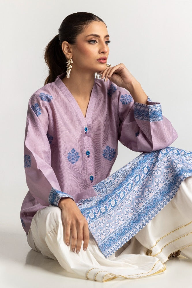 Lilac Viscose 2-Piece Salwar Kameez | Resham Embroidery