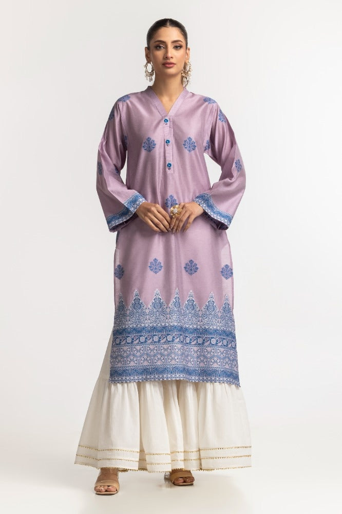 Lilac Viscose 2-Piece Salwar Kameez | Resham Embroidery