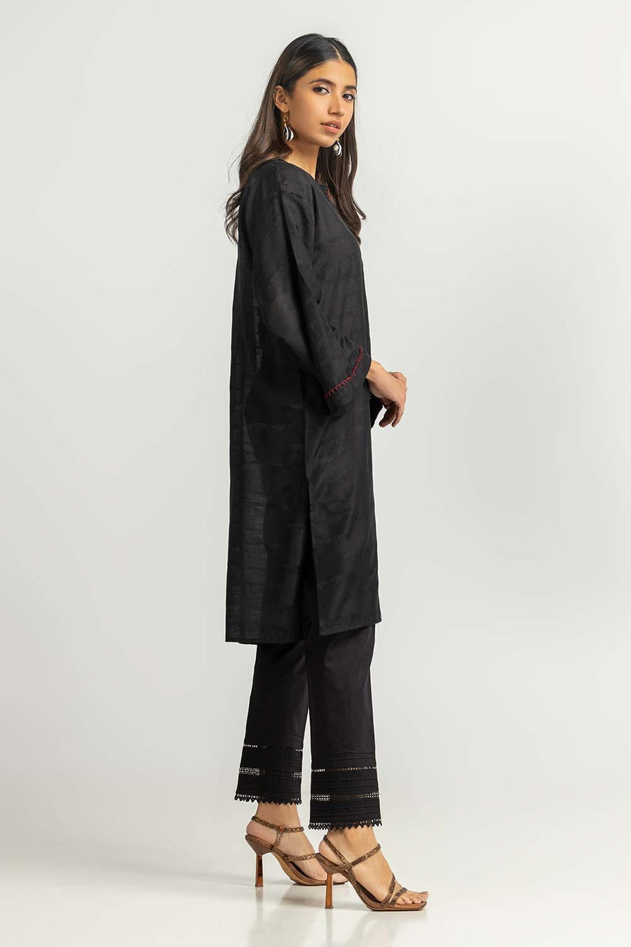 Midnight Linen 2-Piece Shirt | Resham Thread Placket