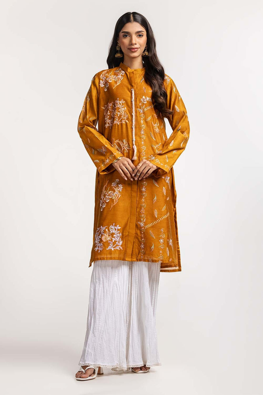 Mulberry Silk Cotton Blend Shirt Embroidered