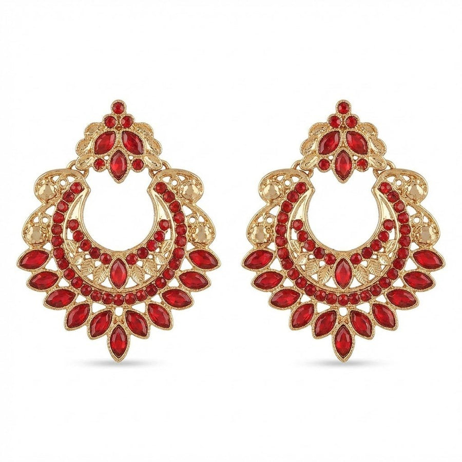 Gold Crescent Moon Drop Earrings - Pehnaawaa