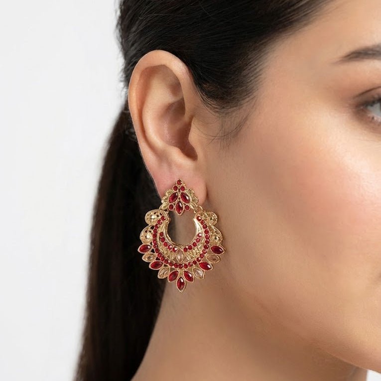 Gold Crescent Moon Drop Earrings - Pehnaawaa
