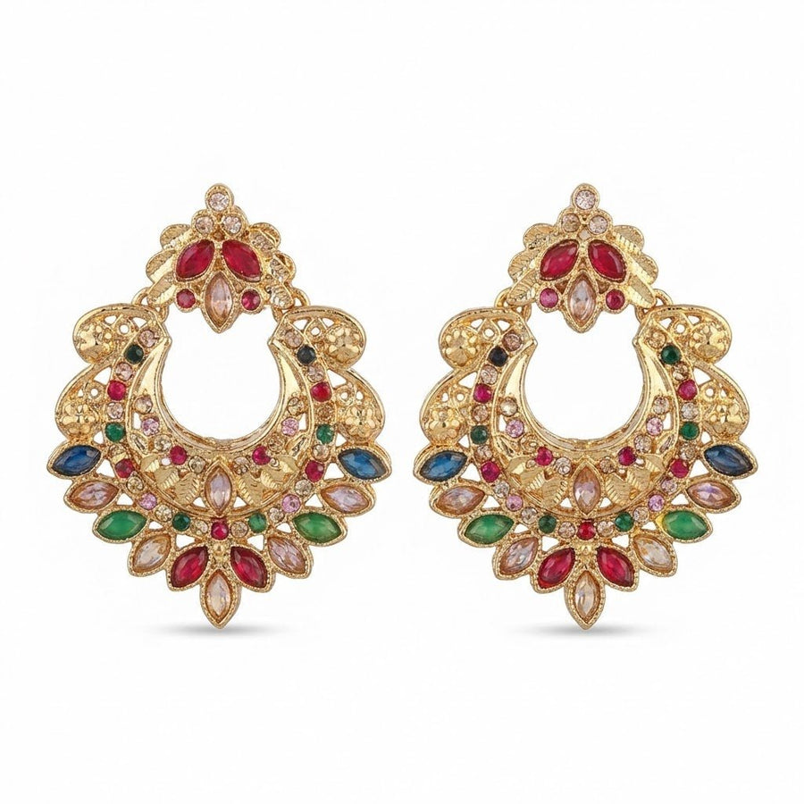 Gold Crescent Moon Drop Earrings - Pehnaawaa