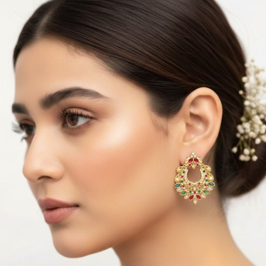 Gold Crescent Moon Drop Earrings - Pehnaawaa