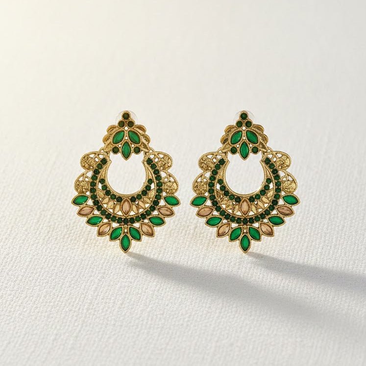 Gold Crescent Moon Drop Earrings - Pehnaawaa