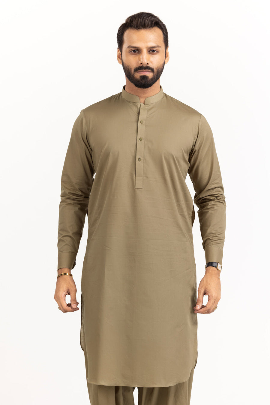 Sage Linen 2-Piece Kurta Set | Mandarin Collar