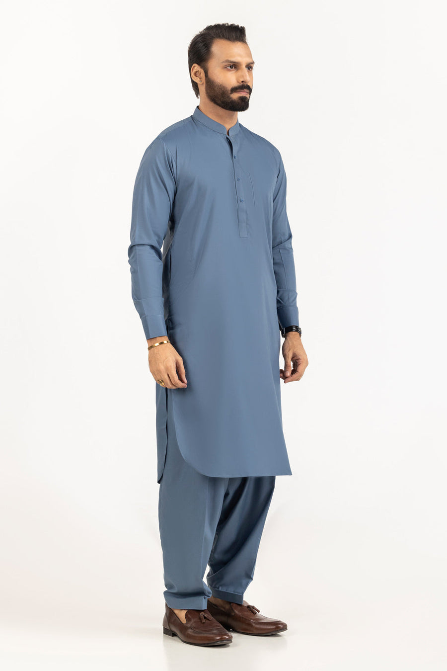 Sage Linen 2-Piece Kurta Set | Mandarin Collar