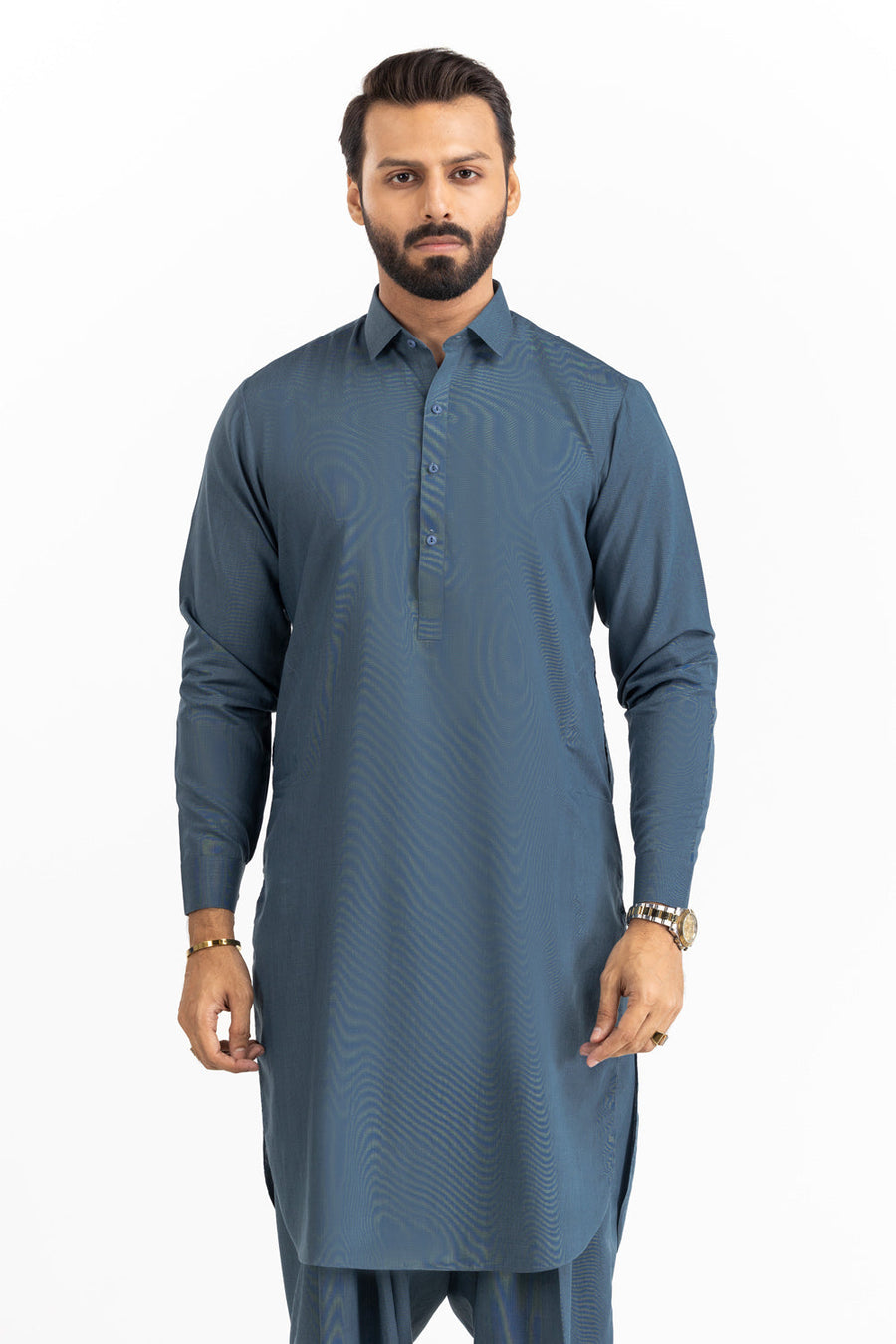 Sage Linen 2-Piece Kurta Set | Mandarin Collar