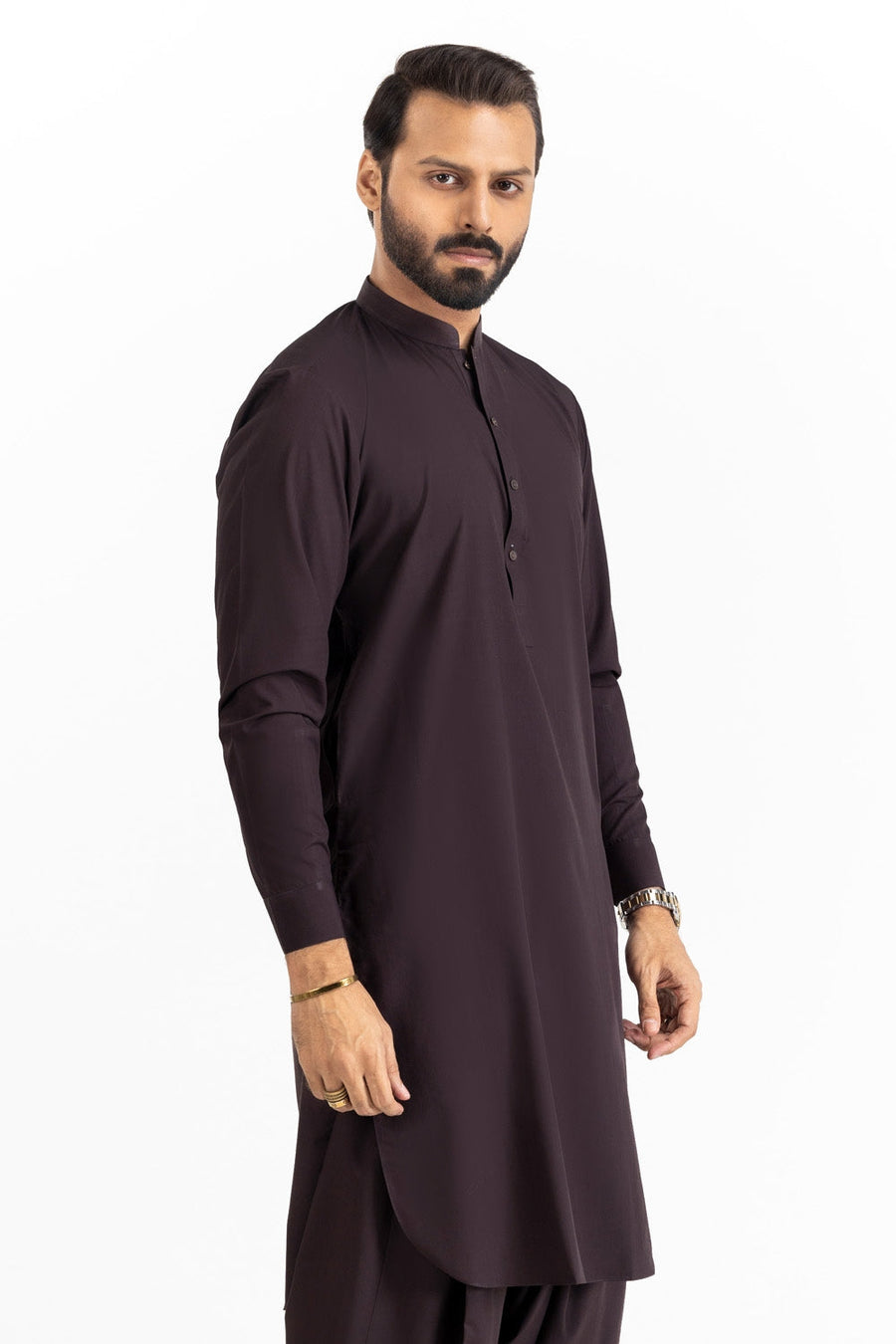 Midnight Navy Silk Blend 2-Piece Kurta | Classic Collar
