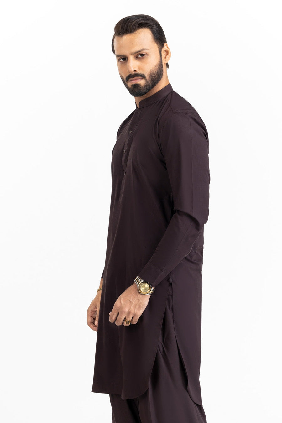 Midnight Navy Silk Blend 2-Piece Kurta | Classic Collar
