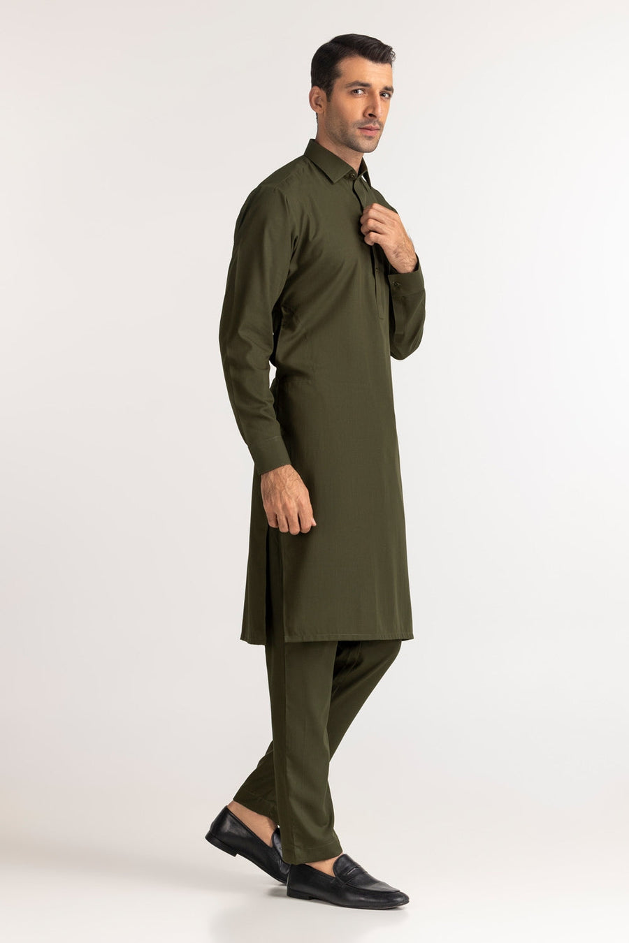 Midnight Navy Silk Blend 2-Piece Kurta | Classic Collar