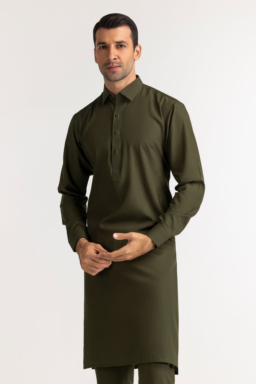 Midnight Navy Silk Blend 2-Piece Kurta | Classic Collar