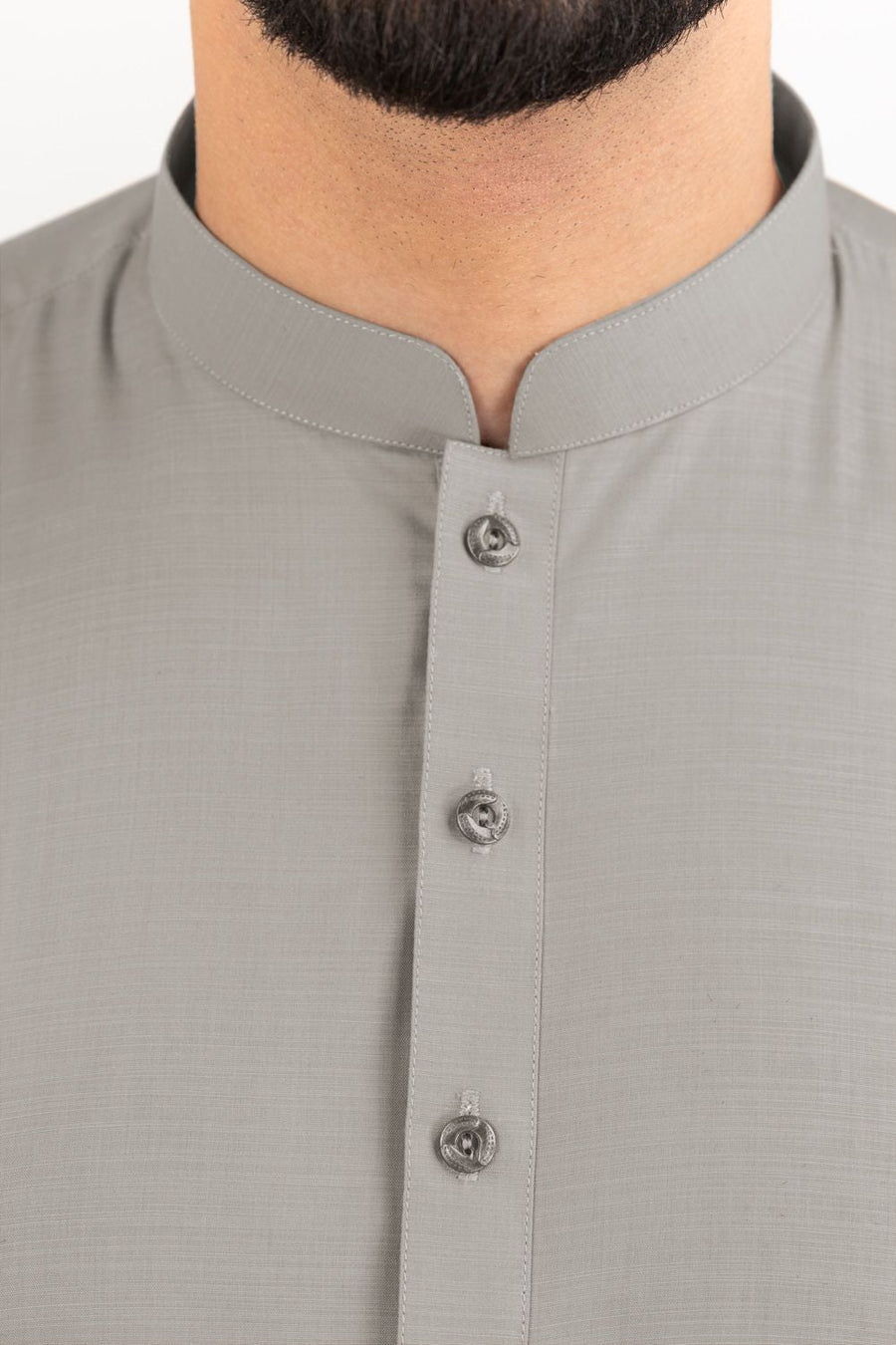 Sage Linen Blend 2-Piece Men's Salwar Kameez | Henley Neckline