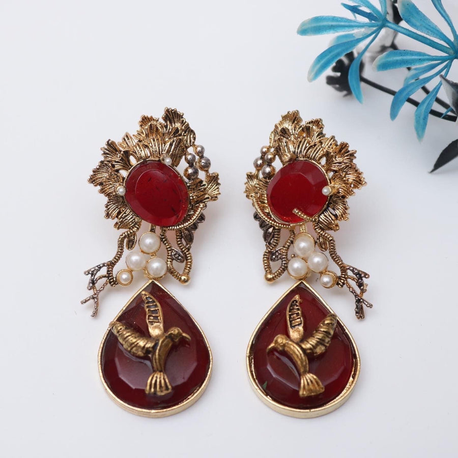 Hand Crafted Bird Earring - Pehnaawaa
