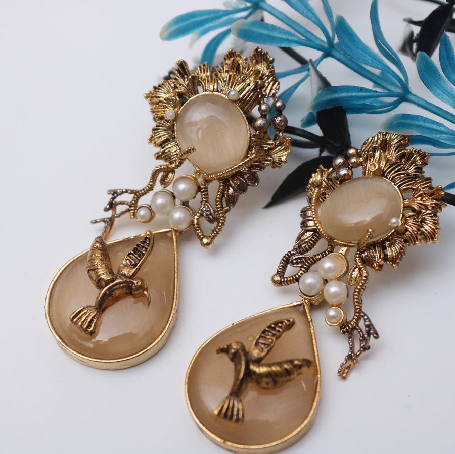 Hand Crafted Bird Earring - Pehnaawaa