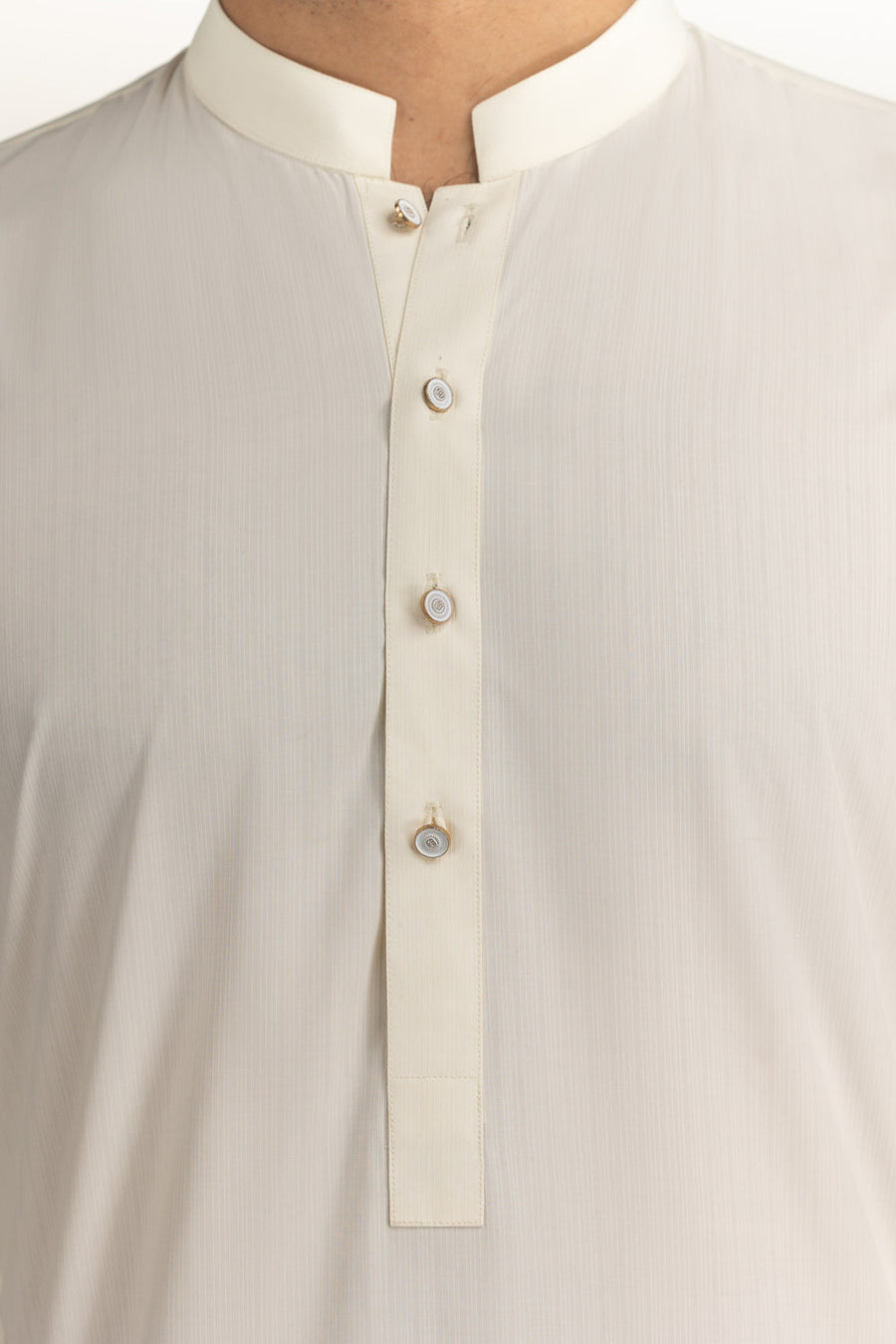 Off-White Linen 2-Piece Men's Kurta | Mandarin Collar