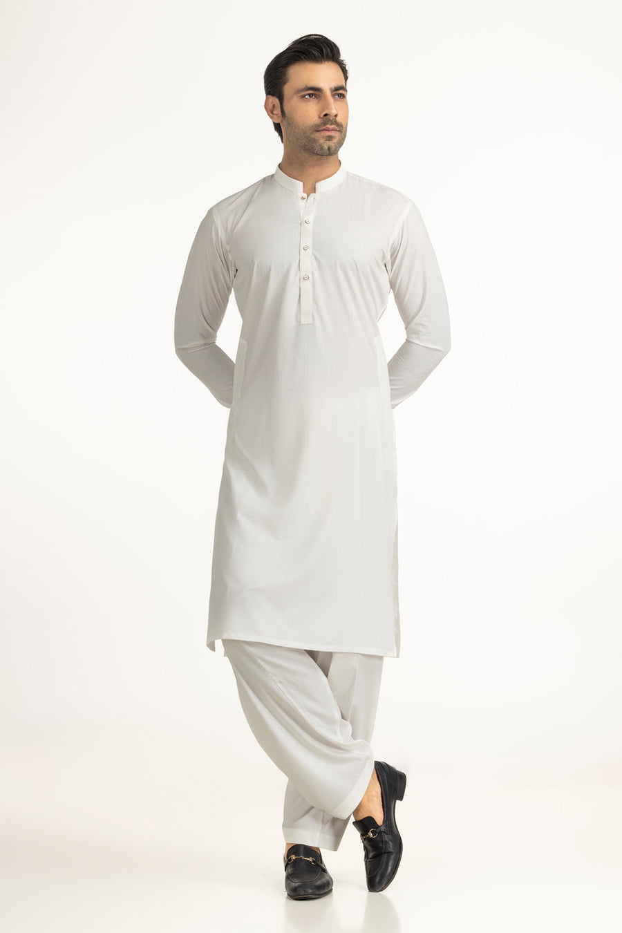 Off-White Linen 2-Piece Men's Kurta | Mandarin Collar