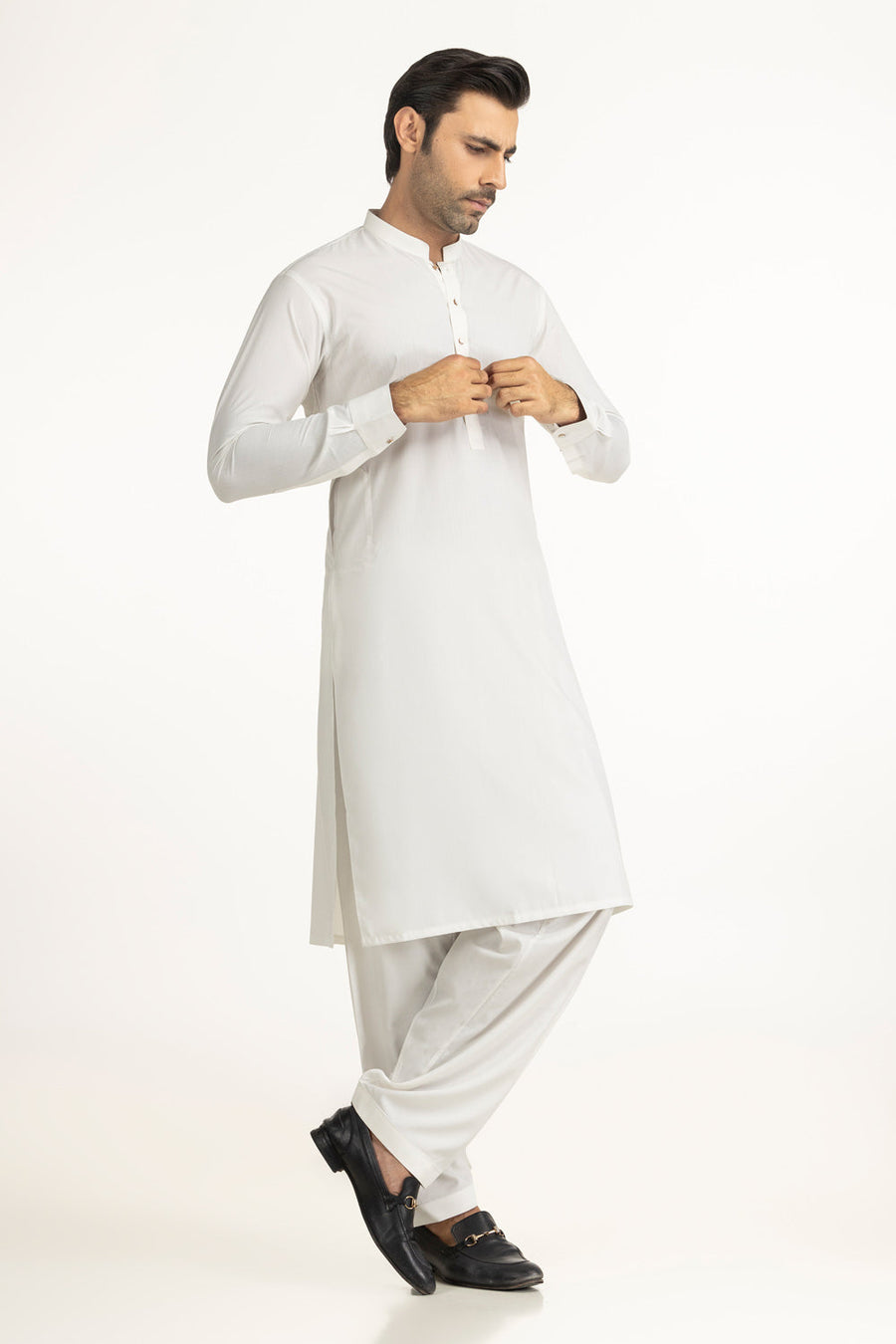 Off-White Linen 2-Piece Men's Kurta | Mandarin Collar