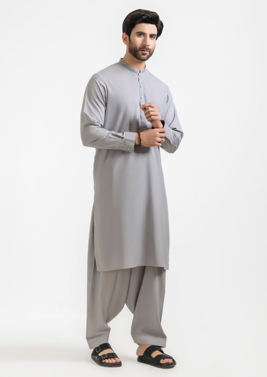 L - Grey - Blended - Shalwar Suit - (M25SSE2060) - Pehnaawaa