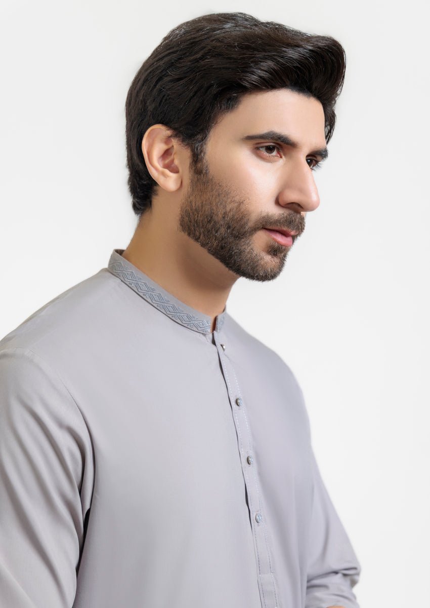 L - Grey - Blended - Shalwar Suit - (M25SSE2060) - Pehnaawaa