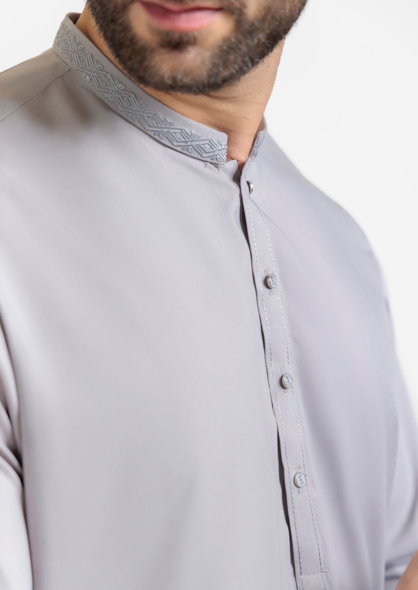 L - Grey - Blended - Shalwar Suit - (M25SSE2060) - Pehnaawaa
