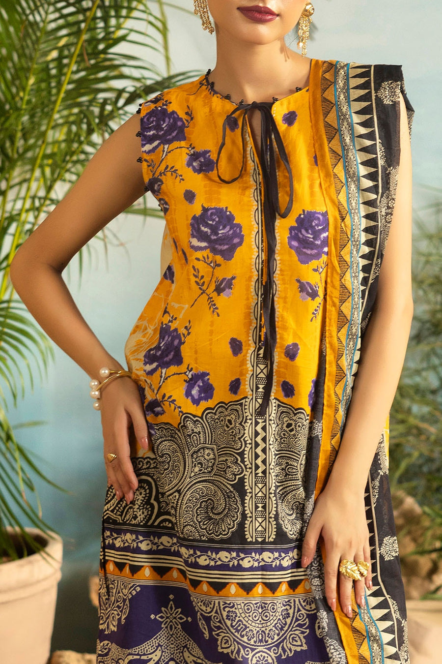3PC Printed Lawn Summer Dress Set - Pehnaawaa