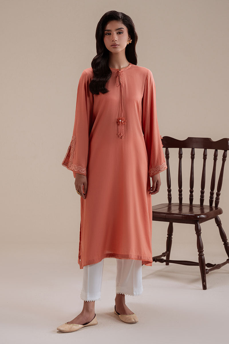 CARAMEL GLOW DYED LAWN SHIRT - Pehnaawaa