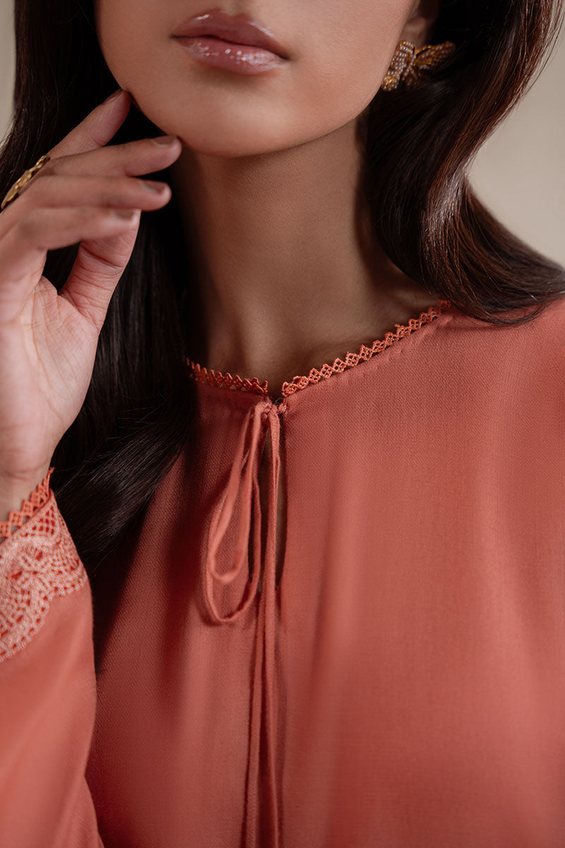 CARAMEL GLOW DYED LAWN SHIRT - Pehnaawaa