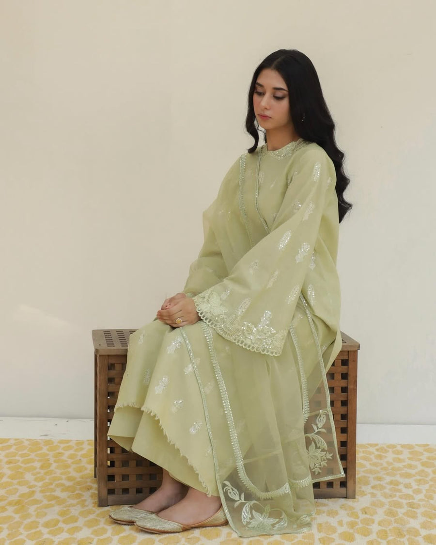 Apple Green – Stylish 3 Piece Stitched embroidered Suit for Women