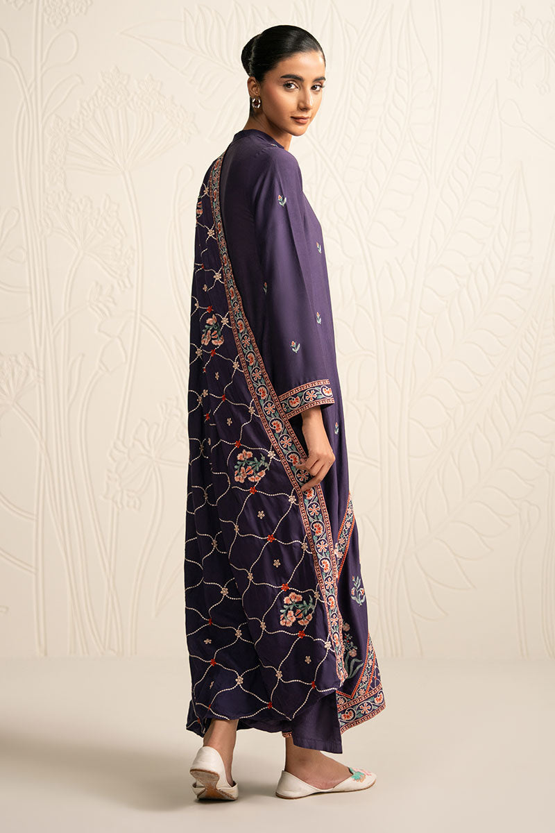 MULBERRY GARNET-3PC (SHIRT, TROUSER & DUPATTA) - Pehnaawaa