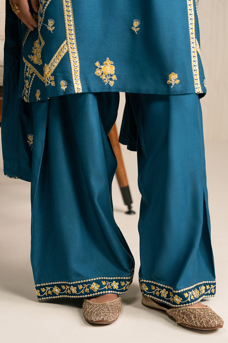 MYSTIC TEAL-3PC (SHIRT, TROUSER & DUPATTA) - Pehnaawaa