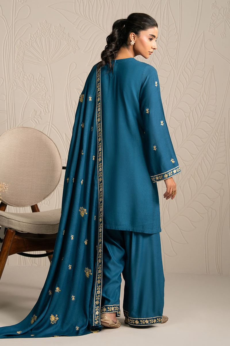 MYSTIC TEAL-3PC (SHIRT, TROUSER & DUPATTA) - Pehnaawaa