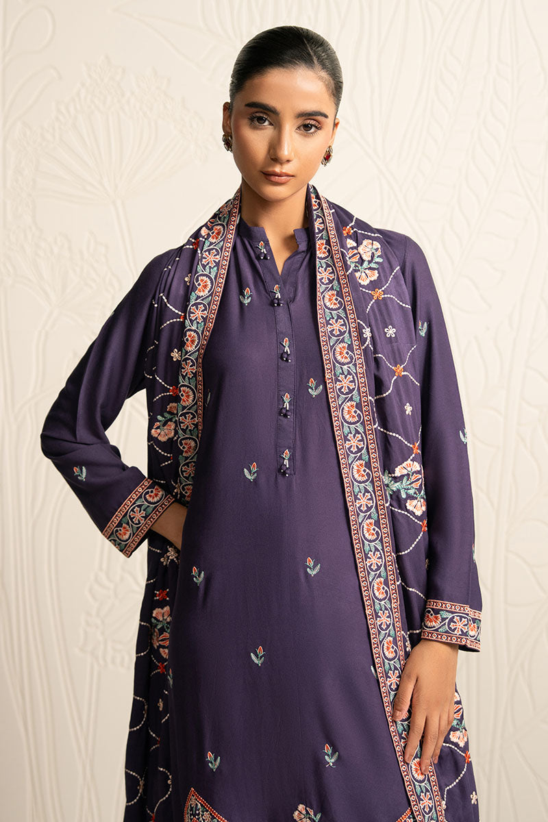 MULBERRY GARNET-3PC (SHIRT, TROUSER & DUPATTA) - Pehnaawaa