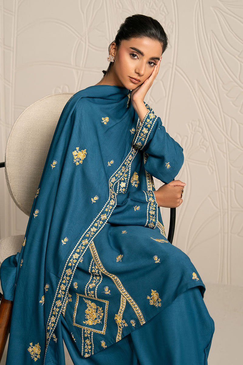 MYSTIC TEAL-3PC (SHIRT, TROUSER & DUPATTA) - Pehnaawaa
