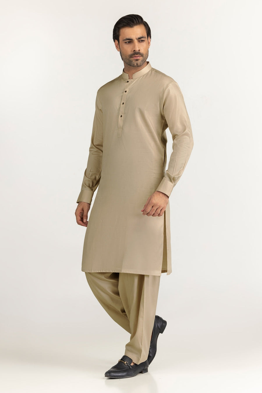 Ivory Cotton 2-Piece Kurta Pajama | Mandarin Collar