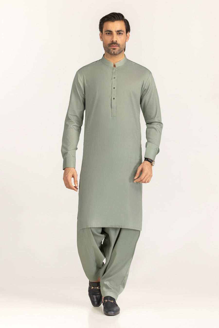 Ivory Cotton 2-Piece Kurta Pajama | Mandarin Collar
