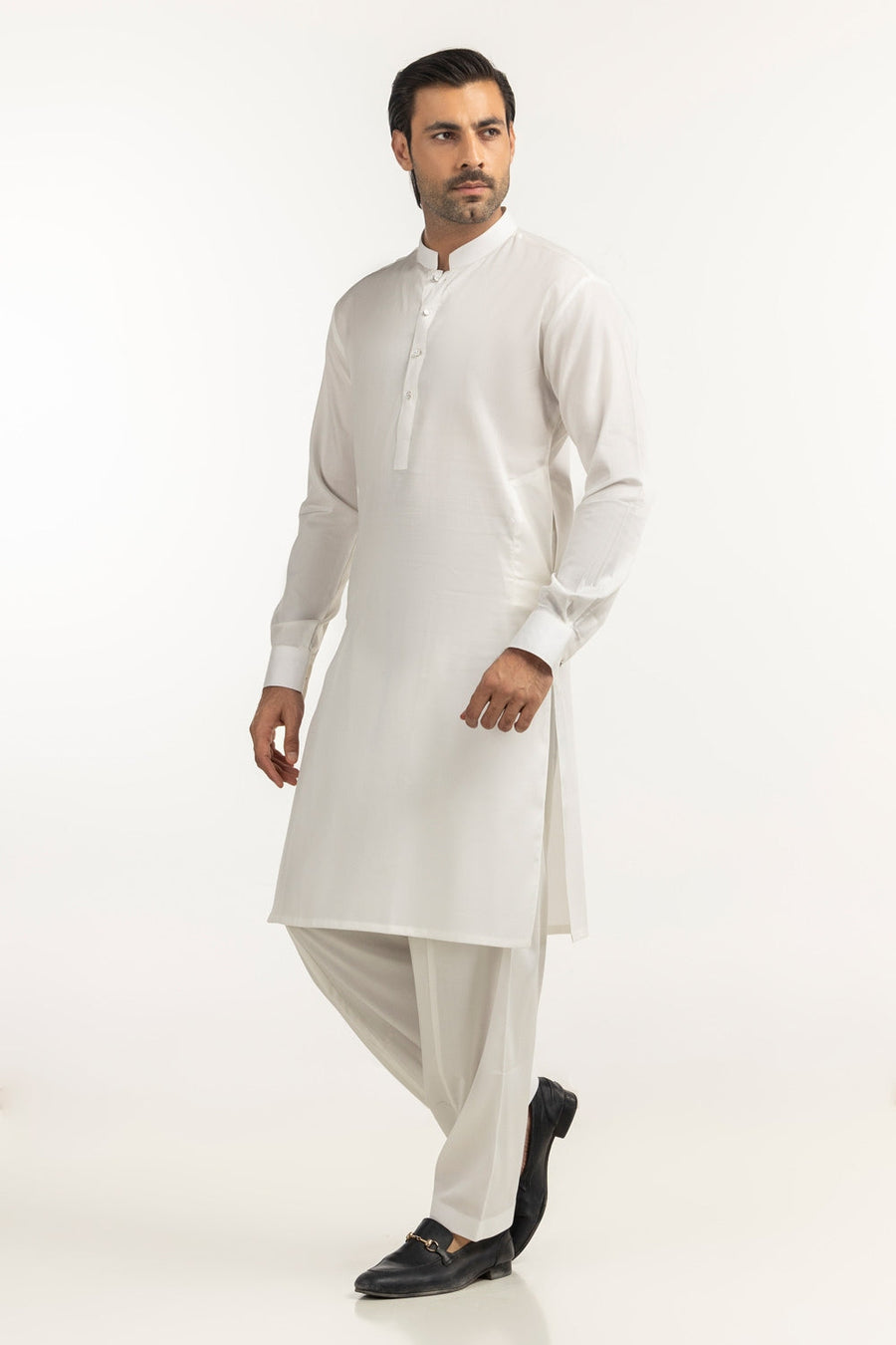 Ivory Cotton 2-Piece Kurta Pajama | Mandarin Collar